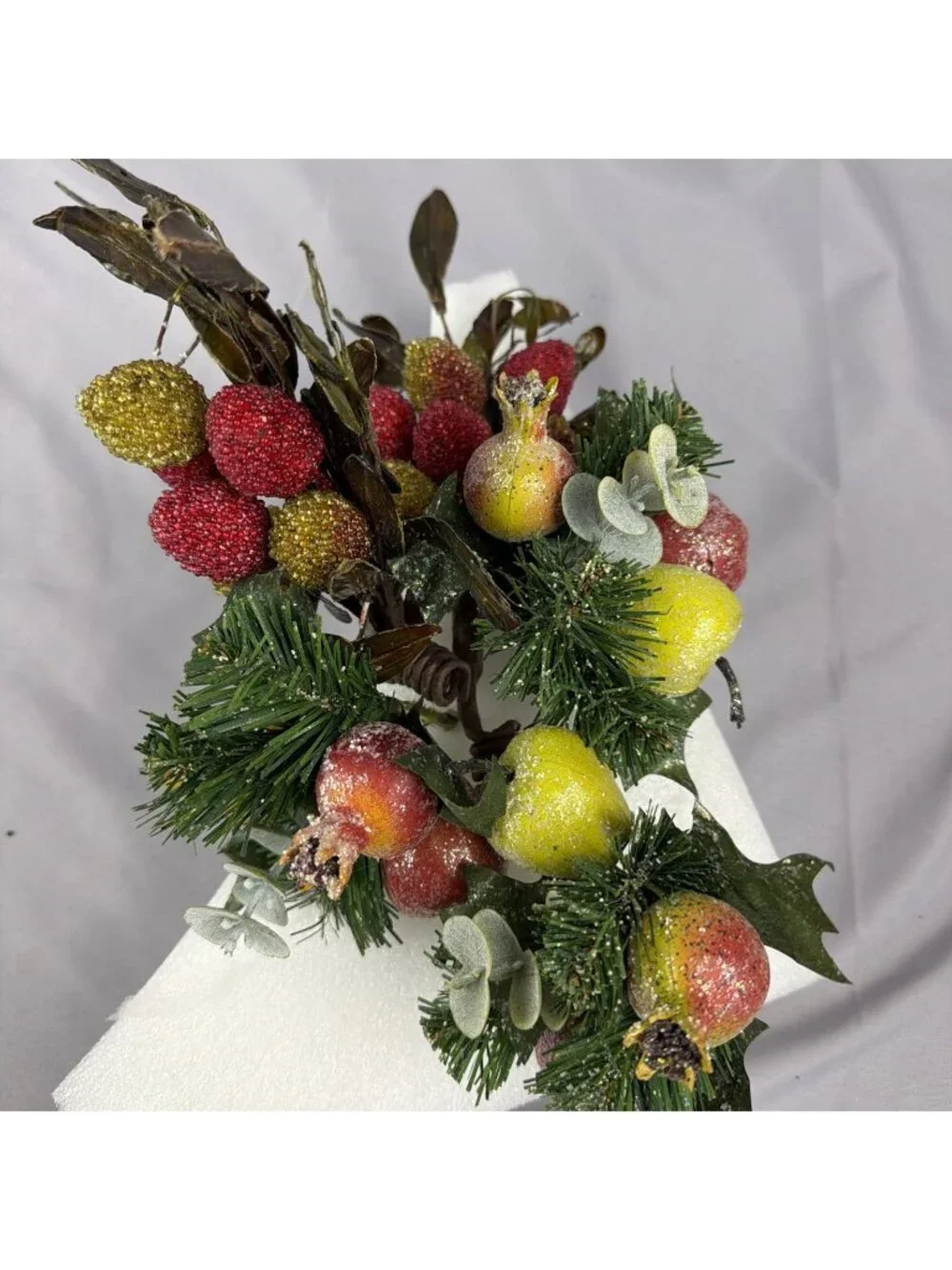 Lot Vintage Christmas Holiday Plastic Floral Wreath Picks Sugar Bead Fruit Berry